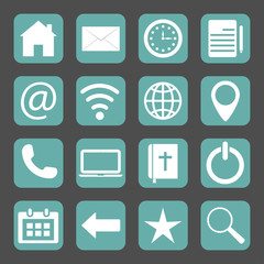 Site navigation icons. Vector illustration of a set of web icons in flat style. - Vector