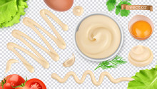 Mayonnaise Sauce. 3d Vector Realistic Set