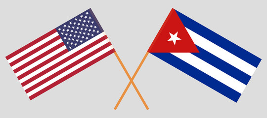 Wall Mural - USA and Cuba. The United States of America and Cuban flags. Official colors. Correct proportion. Vector