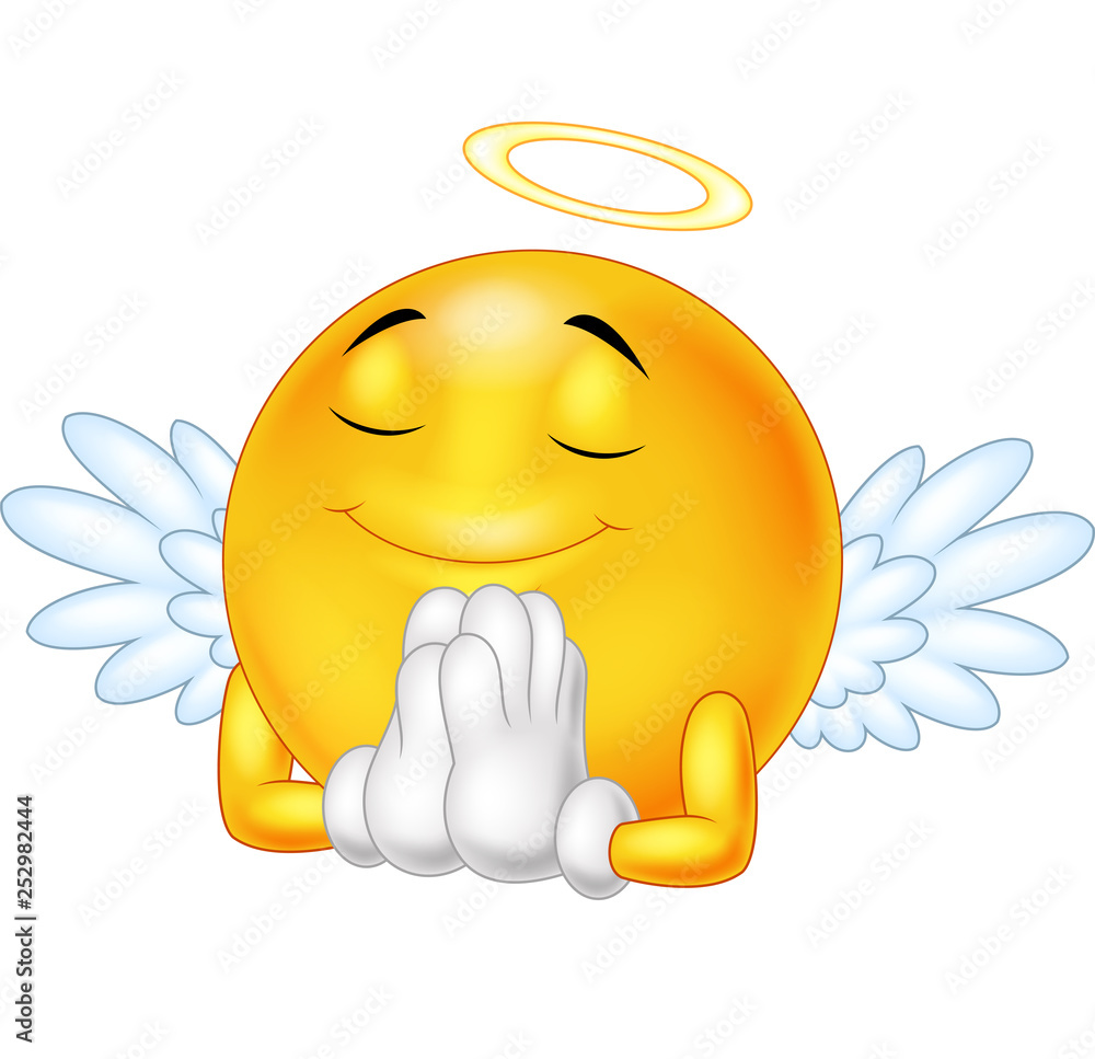 Angel emoticon isolated on white background Stock Vector | Adobe Stock