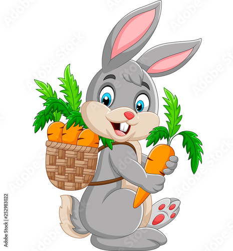 Easter Bunny carrying basket full of carrots