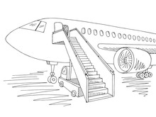 Aircraft Exterior Graphic Black White Sketch Illustration Vector
