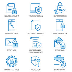 Canvas Print - Data security flat line icon set. Vector illustration. Editable stroke.