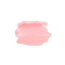Pink Apricot Watercolor Spot, Hand Drawn Watercolor Stain  Brush, Isolated On White Background