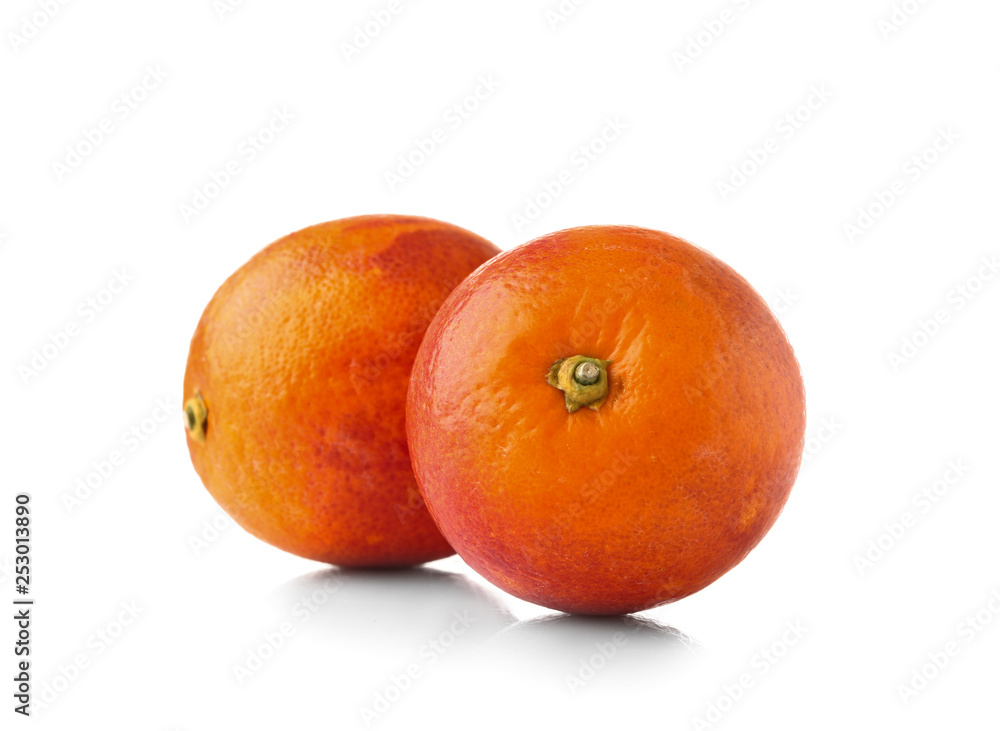 Tasty blood orange fruit on white background