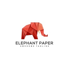 Origami Elephant Design Concept Illustration Vector Template
