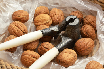 Wall Mural - Walnuts in wicker basket