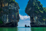 Fototapeta Natura - Beautiful view to the rocks in the sea in Krabi, Thailand