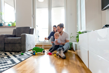 Wall Mural - Parents playing with baby