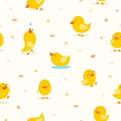 Wall Mural - cute yellow duckling pattern