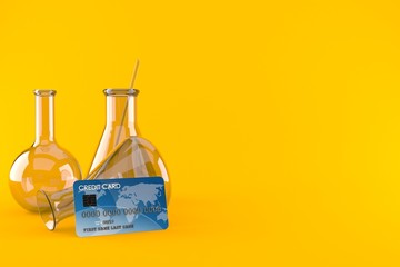 Canvas Print - Chemistry flasks with credit card