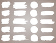 © the8monkey - Set of white ink vector stains. Vector black paint, ink brush stroke, brush, line or round texture. Dirty artistic design element, box, frame or background for text.