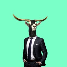 Contemporary Art Collage,goat In A Suit