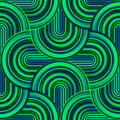 Canvas Print - Crazy curves - tangled geometric pattern with bright green colors.