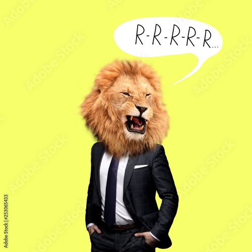 Fotografia, Obraz  Contemporary art college, man in the form of a lion