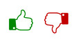 © Yuliia - Flat design of like and dislike icons set. Thumbs up and thumbs down. Vector illustration. Isolated