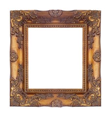 Wooden frame for paintings, mirrors or photo isolated on white background	