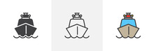 Ship Boat Icon. Line, Glyph And Filled Outline Colorful Version, Coast Guard Ship Outline And Filled Vector Sign. Symbol, Logo Illustration. Different Style Icons Set. Pixel Perfect Vector Graphics