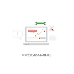 Wall Mural - software development computer programming concept line style white background