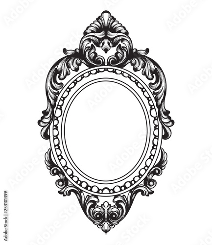 Baroque Mirror frame. Vector French Luxury rich intricate ornaments. Victoria...