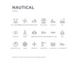 © CoolVectorStock - simple set of nautical vector line icons. contains such icons as oil tanker ship, old galleon, oxygen tank, propeller, radar, radar detection, raft, rescue tube, roofless speed boat and more.