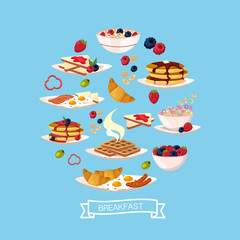 Sticker - delicious breakfast with protein nutrition