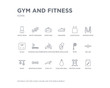 © CoolVectorStock - simple set of gym and fitness vector line icons. contains such icons as protein, protein shake, punching ball, push up, resistance band, rings, roller, rope, press simulator and more. editable pixel