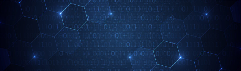 Technology background. Binary computer code. Big data concept. Vector illustration.