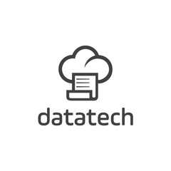 Aufkleber - Cloud computing logo. Communication or network icon. Linear style. Monochrome option.