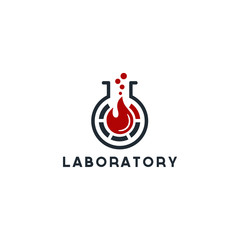 Poster - science lab logo, illustration of atomic nucleus logo design inspiration