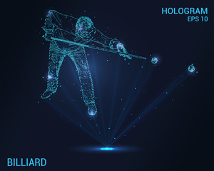 Wall Mural - Billiards hologram. Digital and technological background of the game of Billiards. Futuristic design of pool.