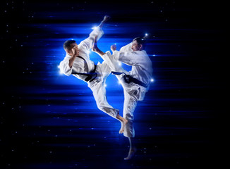 Martial arts masters, karate practice