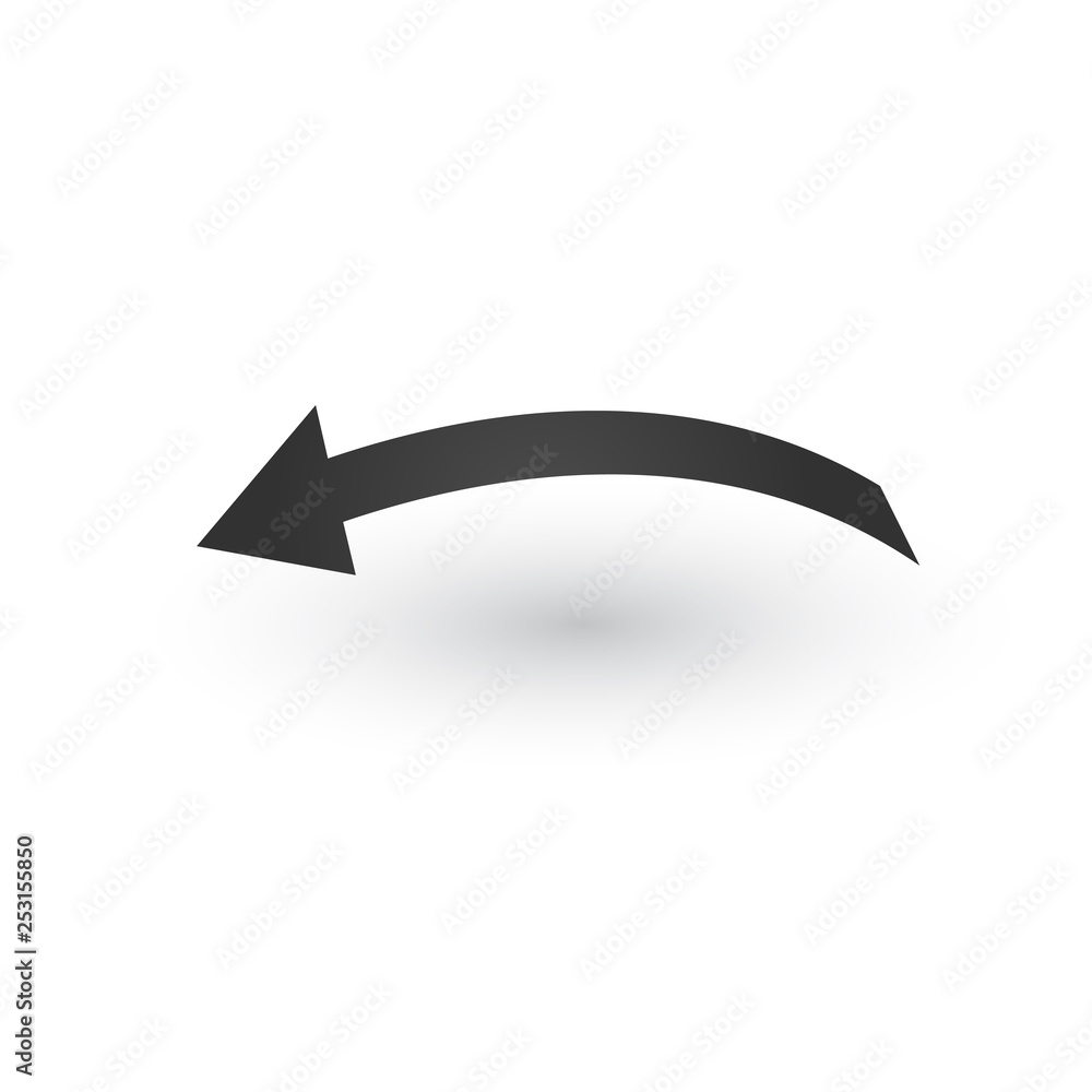 Directional wide back or left Arrow icon with shadow. Shows shift or ...