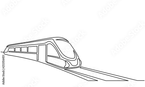 Fotomural Continuous one line drawing Modern passenger train