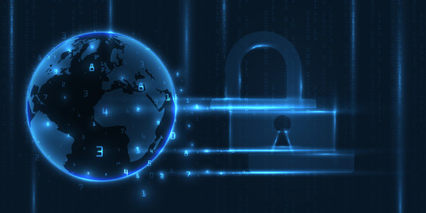 Canvas Print - cyber security concept on dark background, abstract digital internet. abstract background technology