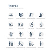 © Meth Mehr - simple set of icons such as queens guard, woman with shopping cart, person mowing the grass, two men with cocktail glasses, smoking man, woman covering, muscular man showing his muscles, tumb up