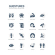 © Meth Mehr - simple set of icons such as hands up, look up, hand up, watch dark eye, surfing, sad face, hand pointer, hand gesture, hanging over the key, dissatisfaction. related guestures icons collection.