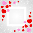© cgdeaw - square white frame and red pink heart shape for template banner valentines card grey background, many hearts shape on grey for valentine backgrounds, image grey with heart-shape decoration