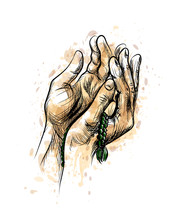 Praying Hands With Rosary