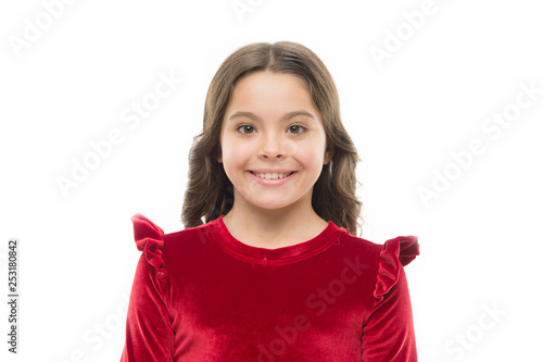 Pure Beauty Kid Girl Long Healthy Shiny Hair On White Background