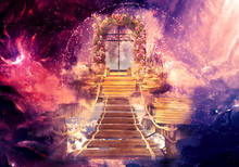 Artistic Multicolored 3d Rendering Computer Generated Illustration Of A Higher Dimension Heaven's Gate Background
