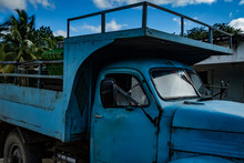 Old Blue Truck On Road