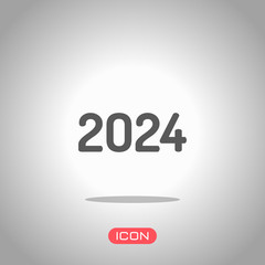 Wall Mural - 2024 number icon. Happy New Year. Icon under spotlight. Gray background