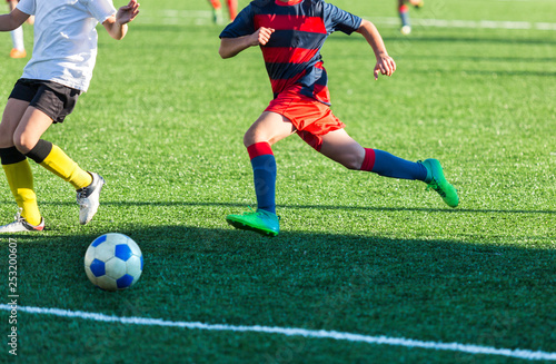 Football Training Soccer For Kids Boy Runs Kicks Dribbles Soccer