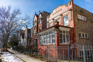 row of homes in logan square chicago