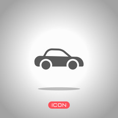 Wall Mural - Silhouette of car, small auto icon. Icon under spotlight. Gray background