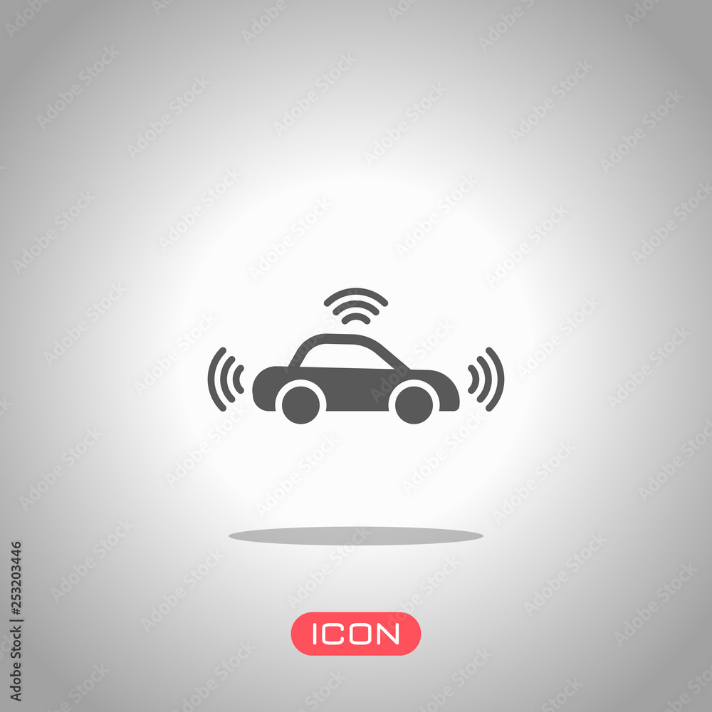 Smart car, modern autonomous auto, automatic transport, technology icon ...