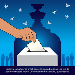 Thai General Election  Vector Illustration, Thailand Voting concept banner,  Hand holding ballot paper for election vote – Thailand