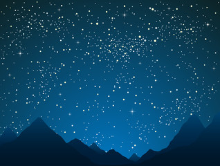 Wall Mural - mountains on starry night sky. outdoor nature.
