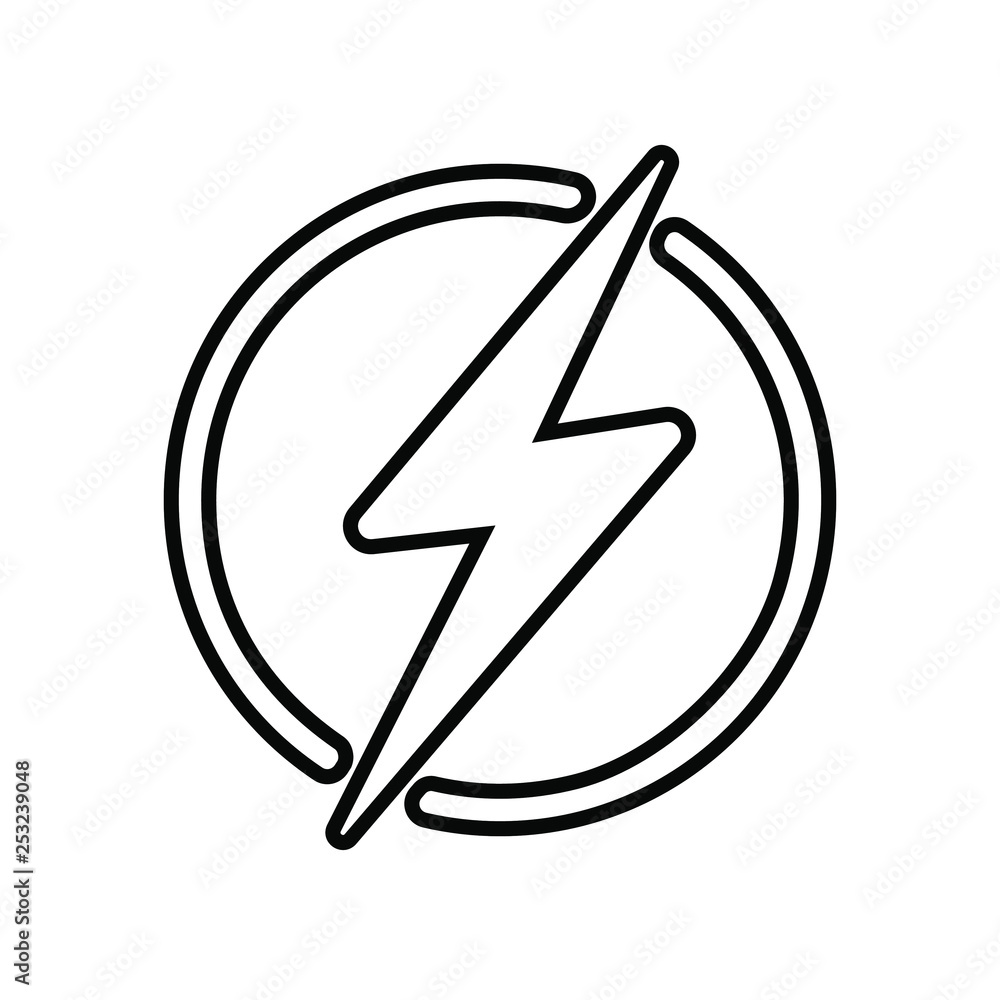 Lightning icon illustration, electric power vector logo design element ...